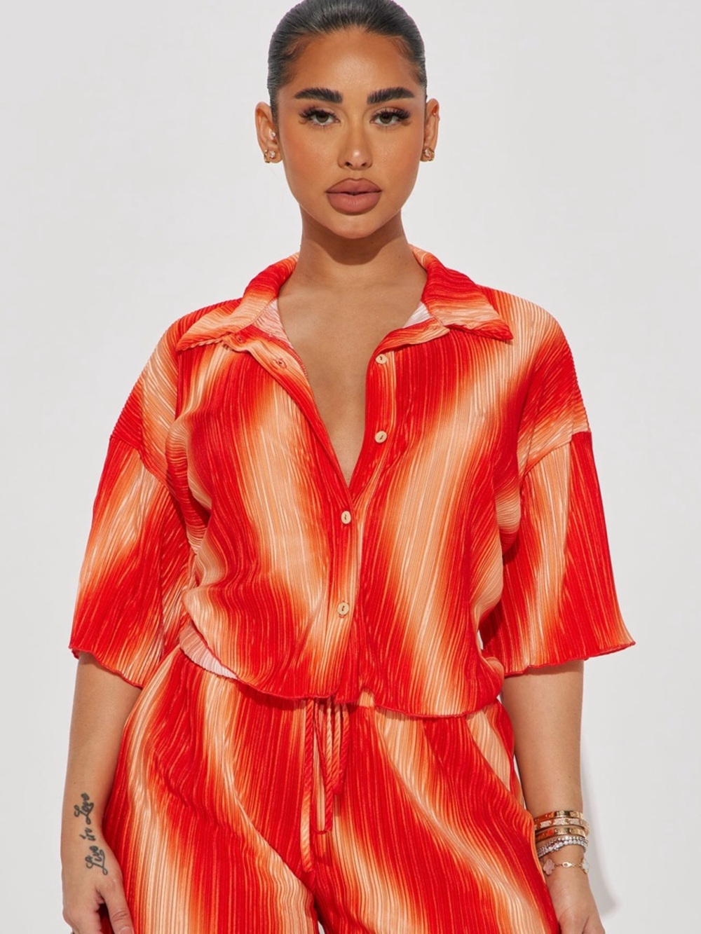 Women's Red Striped Set
